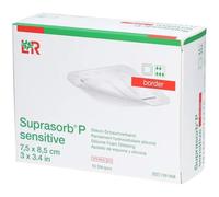 Suprasorb P Sensitive Border Silicone Foam Dressings, 7.5 x 8.5 cm, Pack of 10