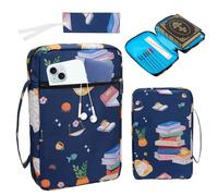 Suprbee Book Cover A4 Book Bag with Zip and Handle, 30 x 21.6 x 7 cm Enlarged Book Cover for Book Lovers Can Be An 11 Inch Tablet Kindle Bag, blue, Traditional