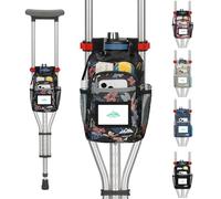 supregear Crutch Accessories Bag, Water-Resistant Storage Pouch with Cup Holder and Multiple Pockets, Large Capacity Organizer for Underarm Crutches, Black Floral