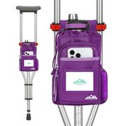 supregear Crutch Accessories Bag, Water-Resistant Storage Pouch with Cup Holder and Multiple Pockets, Large Capacity Organizer for Underarm Crutches, Purple