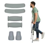supregear Crutch Pads, Hand Grips and Crutch Tips for Walking Arm Crutches, Handle Covers and Feet Caps Fits Standard Aluminum Crutches Accessory Replacement 6 Pcs Set, Grey