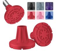 supregear Crutch Tips 7/8 in (22 cm), Anti-Slip Rubber Tips All Terrain, Heavy Duty Extreme Grip Replacement Feet Caps for Walking Stick, Wide Crutch Accessories Base with Metal Insert, 2-Pack, Red