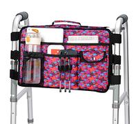 supregear Double Side Walking Frame Bag, Walker Basket with 9 Pockets and Large Compartment for Walker Rollator Wheelchair, Water Resistant Walker Organizer Pouch with Handle & Cup Holder, Purple Camo