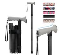 supregear Folding Walking Stick, Adjustable Height Foldable Collapsible Lightweight Portable Travel cane with Soft Handle, Walking Aid for Elderly Disabled Men Women, Black