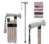 supregear Folding Walking Stick, Adjustable Height Foldable Collapsible Lightweight Portable Travel cane with Soft Handle, Walking Aid for Elderly Disabled Men Women, Leopard