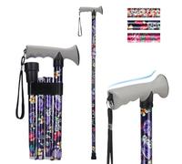 supregear Folding Walking Stick, Adjustable Height Foldable Collapsible Lightweight Portable Travel cane with Soft Handle, Walking Aid for Elderly Disabled Men Women, Black Large Floral