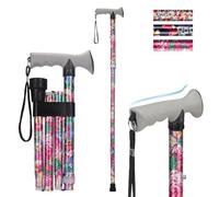 supregear Folding Walking Stick, Adjustable Height Foldable Collapsible Lightweight Portable Travel cane with Soft Handle, Walking Aid for Elderly Disabled Men Women, Pink Floral