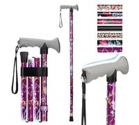 supregear Folding Walking Stick, Adjustable Height Foldable Collapsible Lightweight Portable Travel cane with Soft Handle, Walking Aid for Elderly Disabled Men Women