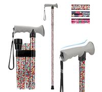 supregear Folding Walking Stick, Adjustable Height Foldable Collapsible Lightweight Portable Travel cane with Soft Handle, Walking Aid for Elderly Disabled Men Women, White Dense Blossoms