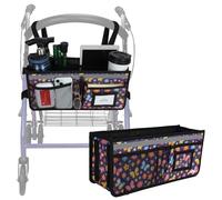 supregear Rollator Basket, Rollator Walker Bag w/Cup Holder, Foldable Rolling Walker Waterproof Storage Pouch with Big Capacity and Never Tipping Over, Easy to Use Accessories for Seniors