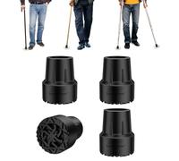 supregear Rubber Walking Stick Ends 25 mm, Anti-Slip Durable Replacement Ferrules with Metal Insert for Enhanced Stability, Shock-Absorbing Cane Feet Accessories, Black (4 pcs)