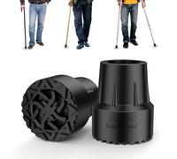 supregear Rubber Walking Stick Ends 25 mm, Anti-Slip Durable Replacement Ferrules with Metal Insert for Enhanced Stability, Shock-Absorbing Cane Feet Accessories, Black (2 pcs)