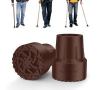 supregear Rubber Walking Stick Ends 25 mm, Anti-Slip Durable Replacement Ferrules with Metal Insert for Enhanced Stability, Shock-Absorbing Cane Feet Accessories, Brown (2 pcs)