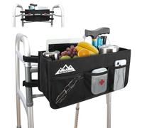 supregear Walker Basket, Foldable Walker Bag with Cup Holder, Storage Pouch with Large Capacity and Never Tipping Over, Hand-Free for Seniors Elderly, Not Fit for Rollator, Black