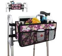supregear Walker Basket, Foldable Walker Bag with Cup Holder, Storage Pouch with Large Capacity and Never Tipping Over, Hand-Free for Seniors Elderly, Not Fit for Rollator, Floral Purple