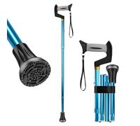 supregear Walking Cane - Foldable, Adjustable, Collapsible Offset Canes for Men and Women, Heavy Duty All Terrain Tip and Soft Ergonomic T-handle Stick for Seniors and Adults, Blue