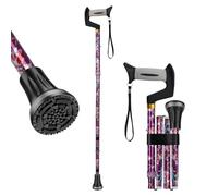 supregear Walking Cane - Foldable, Adjustable, Collapsible Offset Canes for Men and Women, Heavy Duty All Terrain Tip and Soft Ergonomic T-handle Stick for Seniors and Adults, Floral Purple