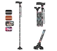 supregear Walking Cane for Men and Women - Foldable, Adjustable, Collapsible, Free Standing Cane with Pivot Tip, Heavy Duty Walking Sticks, Sl olding Sticks for Seniors and Adults, Floral Black