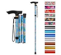 supregear Walking Stick - Adjustable Folding Walking Sticks for Women and Men - Lightweight Portable Collapsible Balancing Aid - Foldable Travel Cane for Ladies Elderly Adults, Blue Floral