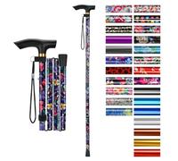 supregear Walking Stick - Adjustable Folding Walking Sticks for Women and Men - Lightweight Portable Collapsible Balancing Aid - Foldable Travel Cane for Ladies Elderly Adults, Black Large Floral