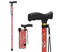supregear Walking Stick for Women and Men, Collapsible, Lightweight, Sleek, Foldable Folding Walking Cane and Sticks for Seniors & Adults with Comfortable T-Handle, Floral Red