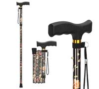 supregear Walking Stick for Women and Men, Collapsible, Lightweight, Sleek, Foldable Folding Walking Cane and Sticks for Seniors & Adults with Comfortable T-Handle, Floral Black