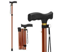 supregear Walking Stick for Women and Men, Collapsible, Lightweight, Sleek, Foldable Folding Walking Cane and Sticks for Seniors & Adults with Comfortable T-Handle, Khaki