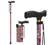 supregear Walking Stick for Women and Men, Collapsible, Lightweight, Sleek, Foldable Folding Walking Cane and Sticks for Seniors & Adults with Comfortable T-Handle, Floral Purple