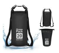 supregear Waterproof Dry Bag, 20L Roll Top Dry Sack, Versatile Ditty Backpack with 2 Detachable Straps for Boating, Hiking, Kayaking, Fishing, Camping, and Other Outdoor Adventures, Black