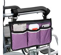 supregear Wheelchair Armrest Side Bag, Walker Organizer Bag with Reflective Stripes Waterproof Storage Pouches for Any Wheelchair, Mobility Scooter, Walker, Rollator Carry Accessories, Purple
