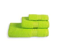️ Supreme 3 piece Matching Towel Set for Bathroom 500GSM Super Soft Cotton Pack contains 1 face flannel, 1 hand towel, 1 bath towel Absorbent and Quick Dry towels (NEON GREEN LIME)