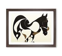 Supreme Abstract Horse Framed Print | A2 Walnut Framed Wall Art | Ready to Hang | Abstract Animal Picture | Living Room Bedroom Lounge Office