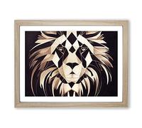 Supreme Abstract Lion BLK Framed Print | A2 Oak Framed Wall Art | Ready to Hang | Abstract Animal Picture | Living Room Bedroom Lounge Office