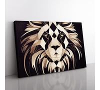 Supreme Abstract Lion Canvas Wall Art Print Ready to Hang, Framed Picture for Living Room Bedroom Home Office Décor, 50x35 cm (20x14 Inch)