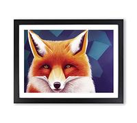 Supreme Fox BLK Framed Print | A2 Black Framed Wall Art | Ready to Hang | Modern Animal Picture | Living Room Bedroom Lounge Office