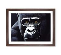 Supreme Gorilla Framed Print | A2 Walnut Framed Wall Art | Ready to Hang | Modern Animal Picture | Living Room Bedroom Lounge Office