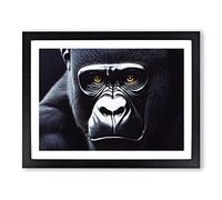 Supreme Gorilla Framed Print | A3 Black Framed Wall Art | Ready to Hang | Modern Animal Picture | Living Room Bedroom Lounge Office