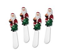 Supreme Housewares Cheese and Butter Spreader Christmas Decor 4-Piece Hand Painted Resin Handle with Stainless Steel Blade Multipurpose Cheese Spreader set (Santa Claus)