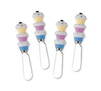 Supreme Housewares Cheese and Butter Spreader Knives 4-Piece Hand Painted Resin Handle with Stainless Steel Blade Multipurpose Cheese Spreader set (Cupcakes)