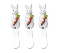 Supreme Housewares Easter Bunny Carrot Cheese Spreader Set of 3 | Hand-painted resin handles and stainless steel blades. Great for Easter, spring gatherings and entertaining.