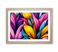 Supreme Modern Flowers Abstract Framed Print | A3 Oak Framed Wall Art | Ready to Hang | Abstract Floral Picture | Living Room Bedroom Lounge Office