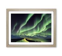 Supreme Northern Lights Framed Print | A2 Oak Framed Wall Art | Ready to Hang | Modern Landscape Picture | Living Room Bedroom Lounge Office