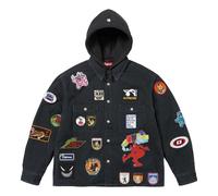 Supreme Patches Hooded Zip Up Shirt 'Black' SS25S30-BLACK S