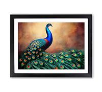 Supreme Peacock Framed Print | A3 Black Framed Wall Art | Ready to Hang | Modern Animal Picture | Living Room Bedroom Lounge Office