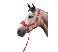 Supreme Products Dotty Fleece Head Collar and Lead Rope Rosette Red - Full