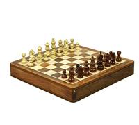 Supreme Quality Handmade Wooden Chess Set Sheesham Square Board With Staunton Chess Pieces With Storage Draw 14 Inch