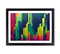 Supreme Skyscraper Skyline Abstract Framed Print | A2 Black Framed Wall Art | Ready to Hang | Abstract Cityscape Picture | Living Room Bedroom Lounge Office