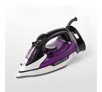 Supreme Steam Iron, 2400W, Vertical Steam, Stainless Steel Soleplate, Easy Fill, Self Clean, Non-Stick, Clear Water Tank Lightweight Purple White Ironing Appliance