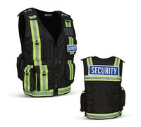Supreme Supplies High Vis Black Tactical Airsoft Vest - Mesh Reflective Safety Gear for Outdoor Security - Adjustable Premium Design with Multi Pockets (Black, Security Vest)