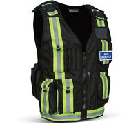 Supreme Supplies High Vis Black Tactical Airsoft Vest - Mesh Reflective Safety Gear for Outdoor Security - Adjustable Premium Design with Multi Pockets (Black, Dog Handler)